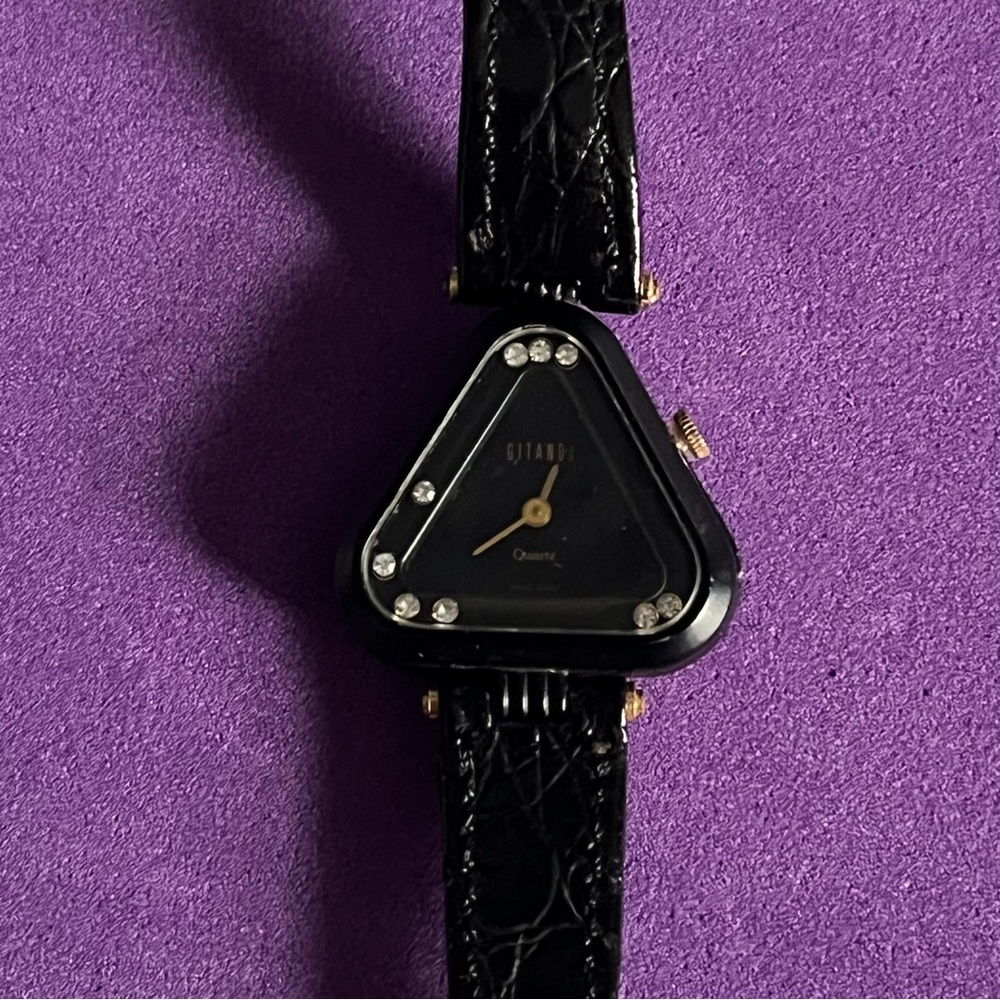 Rare Triangular 80's Swiss Floating Rhinestone Cr… - image 2